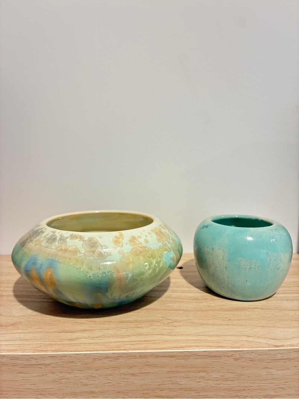 Ceramic Decorative Planters in Aqua and Multicolor Glaze